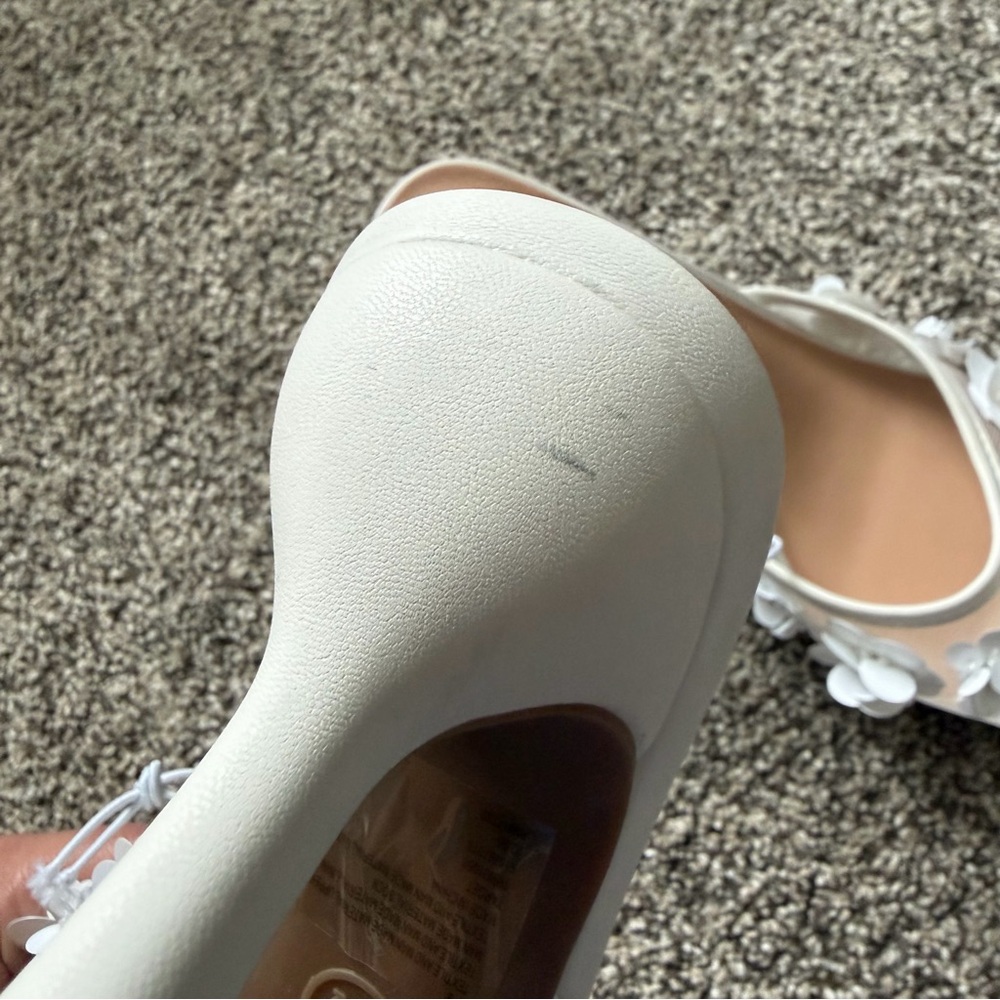 Lupita Mesh Rhinestone Peep Toe Mule Heels Memory Foam Insole - A New Day White - Picture 7 of 11